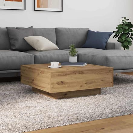 vidaXL - Artisanaal - eiken - 80 - x - 80 - x - 31 - cm - Bewerkt - hout