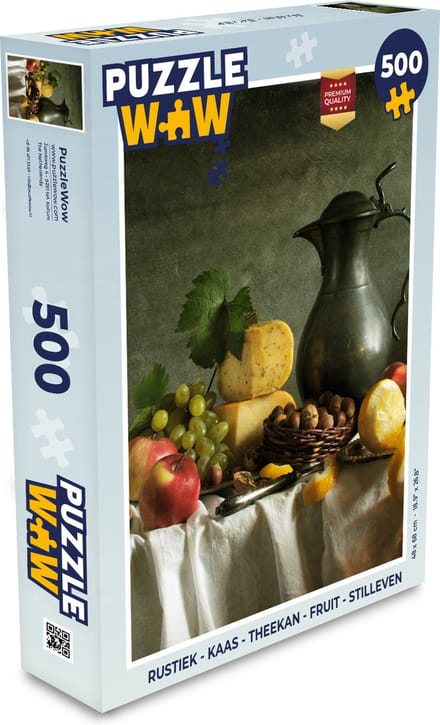 Puzzel Rustiek - Kaas - Theekan - Fruit - Stilleven - Legpuzzel - Puzzel 500 stukjes