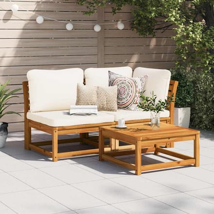 vidaXL - 2-delige - Loungeset - met - kussens - massief - acaciahout