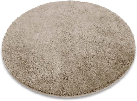 Ronde Badmat 120 cm - Beige, Pluizig en Antislip Wasbaar Douchekleed