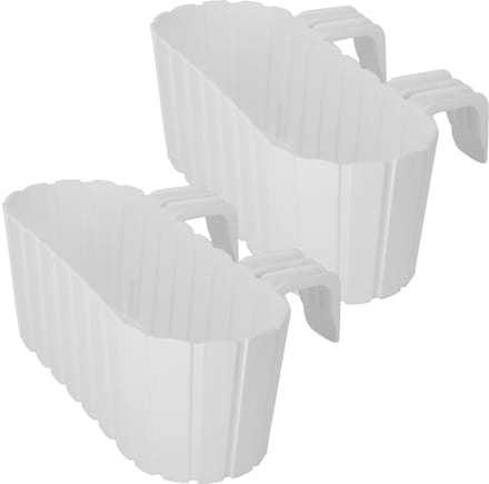 Kotarbau Serie - Ovale Balkon Bloembakken - Rustiek Wit - 40 cm - Set van 2
