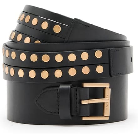 AllSaints Leonie Stud Wide Blt Black/warm Brass Größe: XS | Gürtel Outlet | Damen | Schwarz