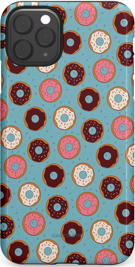 Casetastic hoesje geschikt voor Apple iPhone 11 Pro Max - Dubbellaagse bescherming - Donut Dromen - Fashion Case - Lichtblauw Bruin Bordeaux Saliegroen