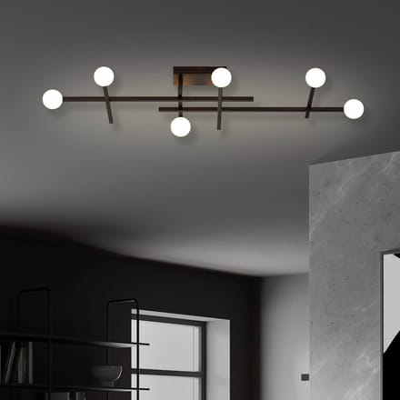 Bopp LED plafondlamp Cross, zwart, aluminium, 6-lamps