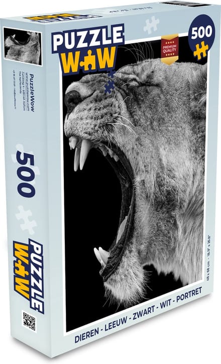 Puzzel Dieren - Leeuw - Zwart - Wit - Portret - Legpuzzel - Puzzel 500 stukjes