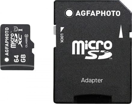 AgfaPhoto Mobile High Speed 64GB Micro SDXC Class 10 + Adapter