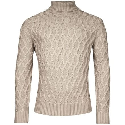 Thomas Maine Trui Allover Cable Knit Pattern Rollneck Beige / male