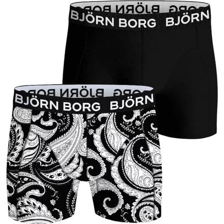 Björn Borg Bamboo Cotton Blend boxers - heren boxers normale lengte (2-pack) - zwart - print