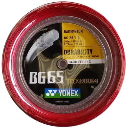Yonex Bg 65 Titanium 200 M Badmintonsnaar Rood 0.70 mm