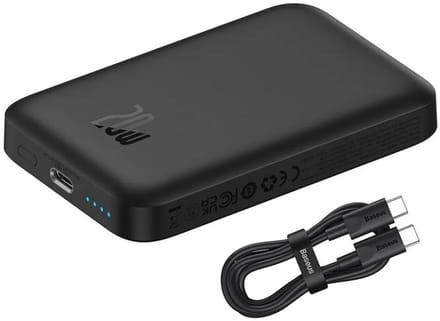 Externe Draadloze Batterij Baseus Mini Air, 6000mAh, 20W, PD + FQI, 1 x QI - 1 x USB-C, Zwart P10059002113-00