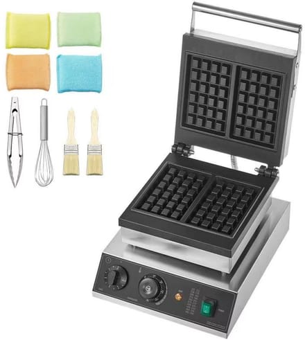 JOYNEXTBUY - Commercieel Wafelijzer - Belgisch Wafelijzer 2000W - Dubbele Wafelmachine met Timer en Temperatuurregeling - RVS