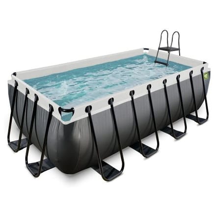 EXIT Black Leather Frame Zwembad 400x200x122cm - Opzetzwembad - met Zandfilterpomp - Rechthoekig - Zwart