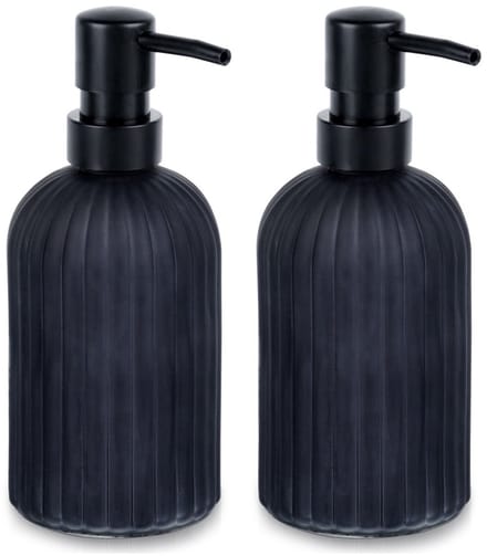 Zeepdispenser Glas Zwart 400 ml 2 stuks - Zeeppompje