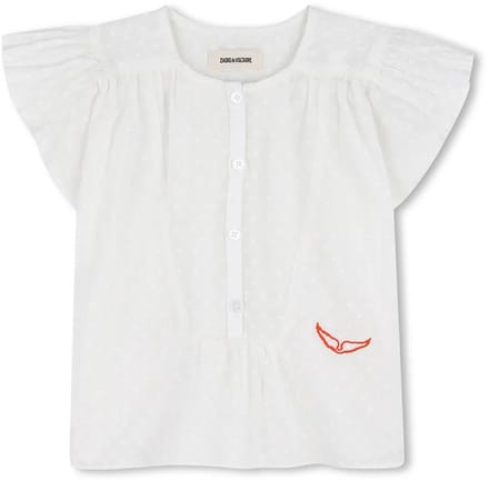 Zadig & Voltaire X60551 Blouse Met Korte Mouwen Wit 6 Years Meisje