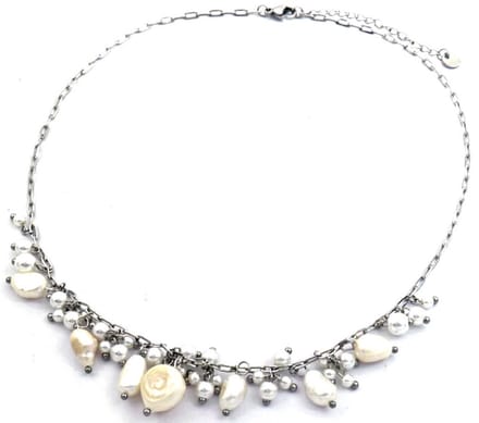 Ketting met Parels - RVS - Lengte 40-44 cm - Zilverkleurig
