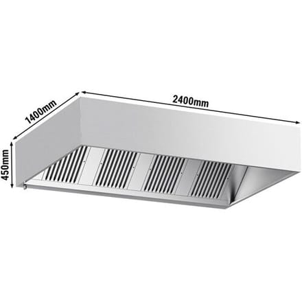 GGM Gastro Kastenhaube - 2400mm - mit Filter & Lampe Zilver
