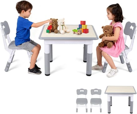 In Hoogte Verstelbare Kindertafel met 2 Stoelen en Tekenblad