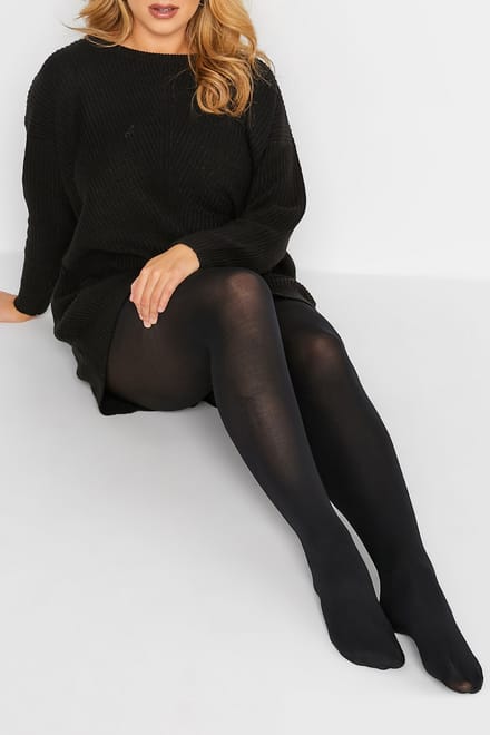 Yours Set Van Twee Paar 100 Denier Panty's In Zwart Size 56-60