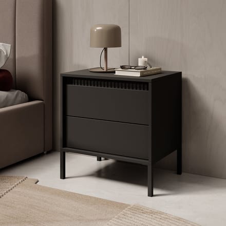 Meubella - Saran - Nachtkastje - Zwart - 54 cm