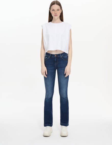 LTB Jeans Fallon Dames Flared Jean - Donkerblauw - Morna Undamaged Wash