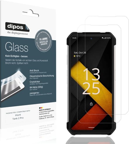 dipos – 2x Pantserfolie geschikt voor iHunt Tank 2 Pro | 9H Screenprotector