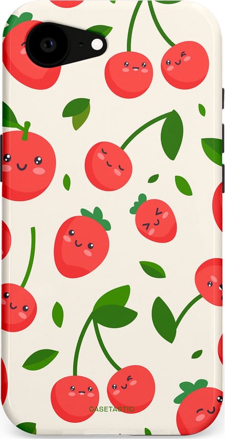 Casetastic hoesje geschikt voor Apple iPhone 16e / Apple iPhone 17e - MagSafe - Dubbellaagse bescherming - Knappe Kers - Fashion Case - Crème Rood Wit Groen