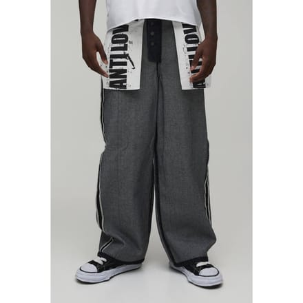 Baggy Jeans Met Omgekeerd Grafisch Zakontwerp | Washed Black | Size 32R