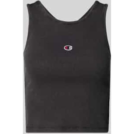 Fitted fit korte top met labelstitching