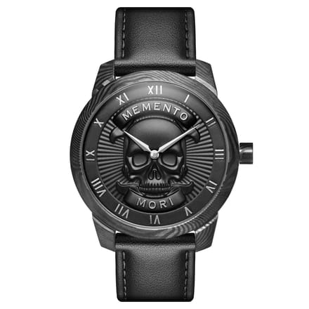 Memento Mori | Damascusstalen Horloge met Schedelmotief