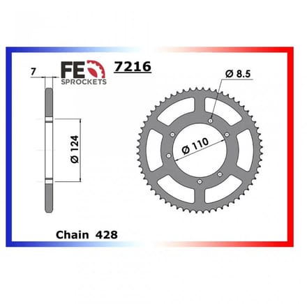 Couronne transmission FE pour moto Sherco 50 SM R 2014 à 2017 52 dts P 428 Neuf