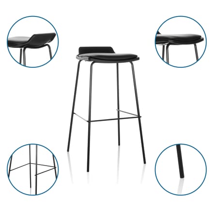 Barkruk LONSO 10 zitbekleding kunstleer zwart hjh OFFICE