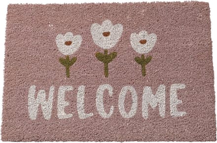 Boltze deurmat Gardenlove Welcome roze en wit 60 x 40 cm