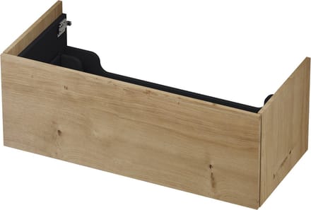 INK wastafelonderkast 1 lade greeploos push to open echt hout 100x45x38cm, fineer ash grey