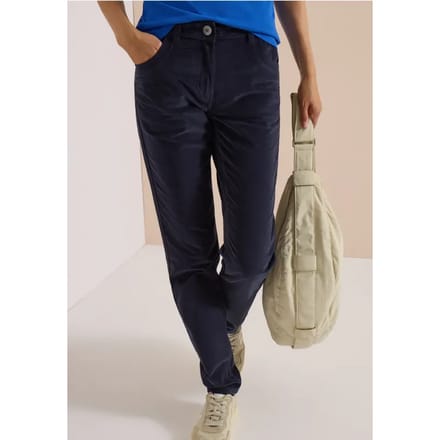 Mid Waist Broek met middelhoge taille en smalle pijpen in Slim Fit