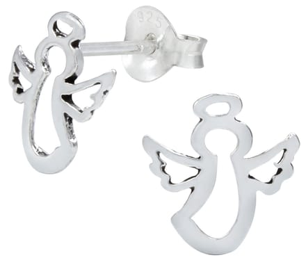 Joy|S - Zilveren engel oorbellen - 10 mm - geoxideerd