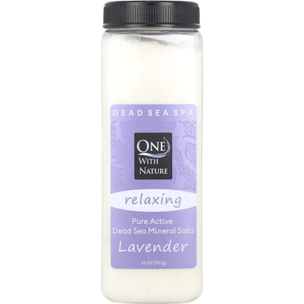 One with Nature, Spa de la Mer Morte, Sel Minéral, Relaxant, Lavande, 907g (32oz) gray