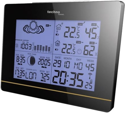 Weerstation met Weervoorspelling en Maanfasen - Zwart