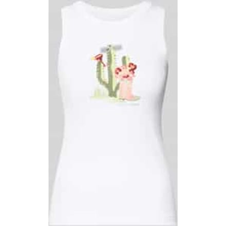 Tanktop met motiefprint en met siersteentjes