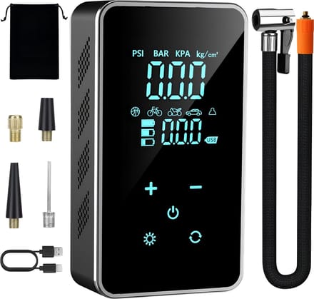Draagbare Luchtcompressor - 6000 mAh Batterij - 6-in-1 - Touchscreen - Elektrische Fietspomp - Compressor Bandenpomp - Bandenpomp Auto - Ballenpomp - 30L/Min