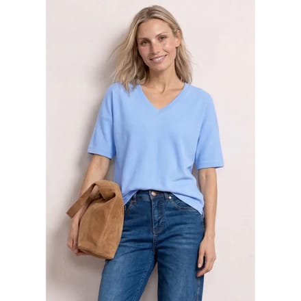 Shirt in gebreide look met V-hals