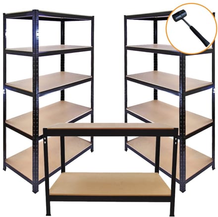 Stellingrekken en werkbank - 280kg per plank - mdf 8mm - schroefloos