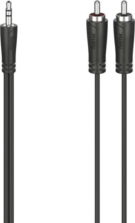 Hama 00205110 Jackplug / Cinch Audio Aansluitkabel [2x Cinch-stekker - 1x Jackplug male 3,5 mm] 1.5 m Zwart