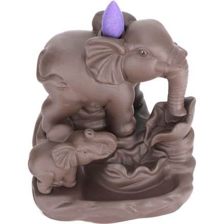Brûleur d'encens à refoulement Forme d'éléphant Cascade Porte-encens d'aromathérapie Ornement Décoration gray