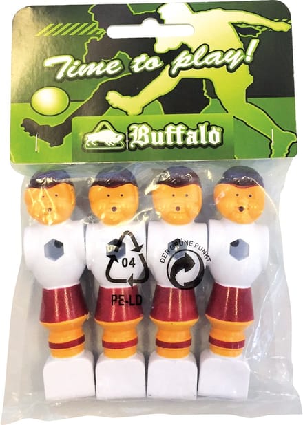Buffalo tafelvoetbal pop 16 mm rood/wit 4 stuks