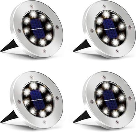4x LED Grondspots Solar Tuin Set- Tuinverlichting - Zonne Energie - Waterdicht