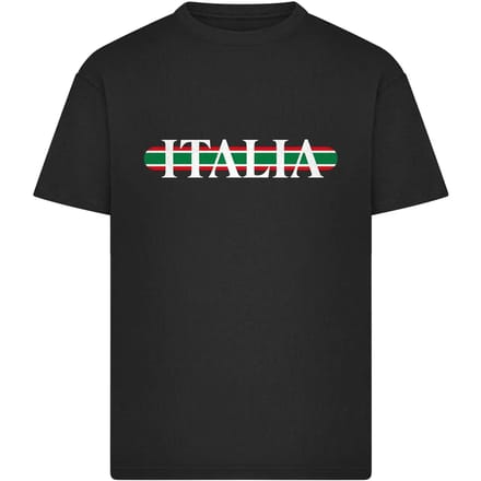 Mister Tee - Italia Stripes Oversize Heren Tshirt - M - Zwart