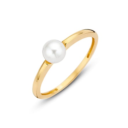 New Bling Goud 9NBG-0016-56 Dames Parel Ring - 5mm - maat 56 - Goud