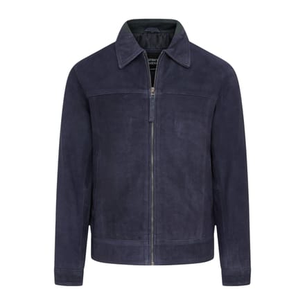 Mannen marineblauwe geitensuède leren Harrington Biker Jas - Berlijn