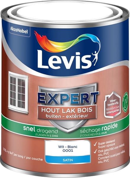 Levis - Expert Hout Lak Buiten Sneldrogend Satin - Wit - 0,75 L