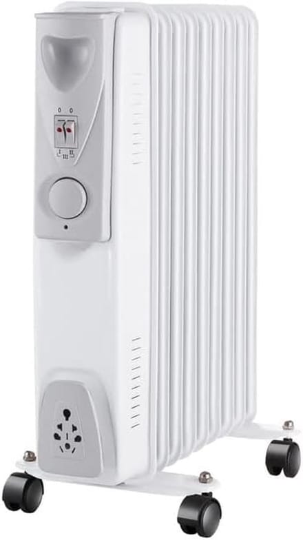 Olieradiator 9 Elementen - Verwarming Radiator - Ruimte Verwarmen - Veiligheidssysteem Oververhitting - 455 x 160 x 640 mm - Wit